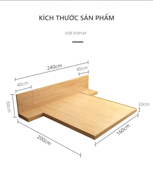 kích thước giường gỗ phong cách nhật bản