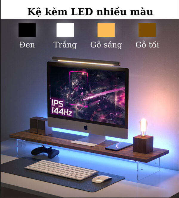 Kệ PC Chân Mica Trong Kèm Led RGB Nhiều Màu Sắc - DM 440307